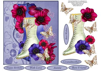 Floral Boot and Butterflies Topper with Decoupage