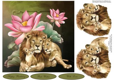 Lotus Flower Lion Pride Topper with Decoupage