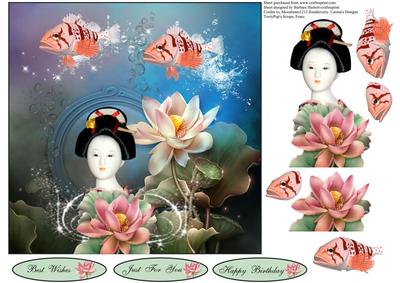 Lotus Flower Fish Topper with Decoupage