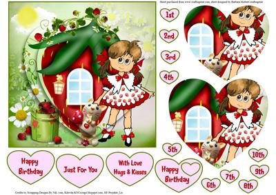 Strawberry Love Heart Topper with Layers