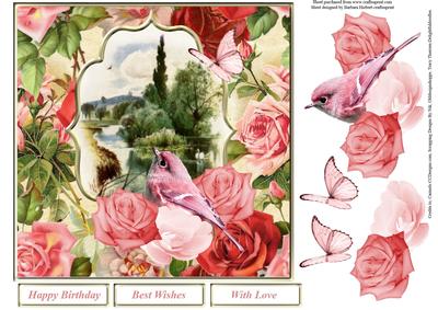 Floral Roses Scnic Topper with Decoupage