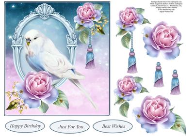 Bird Paradise Topper with Rose Decoupage