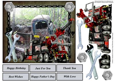 Tow Truck Clean Up Topper with Decoupage