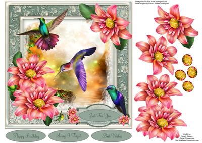 Moonlight Humming Birds Topper with Decoupage