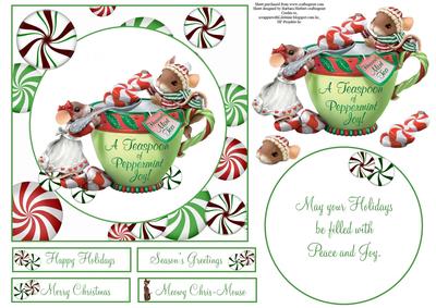 Peppermint Xmas Tea Mice Topper Set