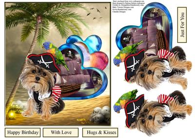 Heart Stealing Pirate Puppy with Decoupage