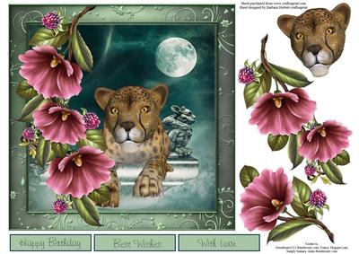 Misty Night Cheetah Topper with Decoupage