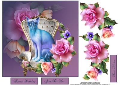 Sitting Pretty Cat Topper with Decoupage