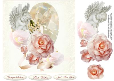 Rose Heart Angel Topper with Decoupage