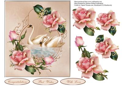 Swans of Love Topper with Decoupage
