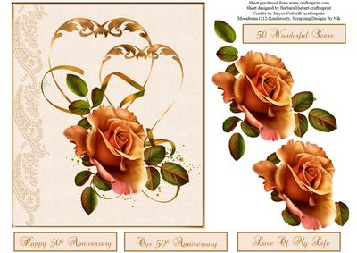 Golden Hearts Anniversary Topper with Decoupage