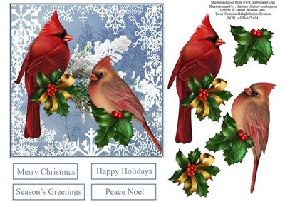 Cardinals Snow Scene Topper with Decoupage