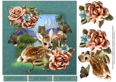 Scenic Baby Fawn Topper with Decoupage