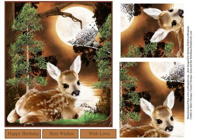 Scenic Woodland Fawn with Pyramid Layers