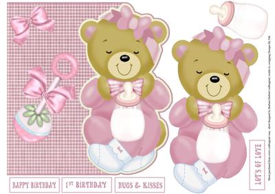 Baby Bear Girl Over Edge with Decoupage