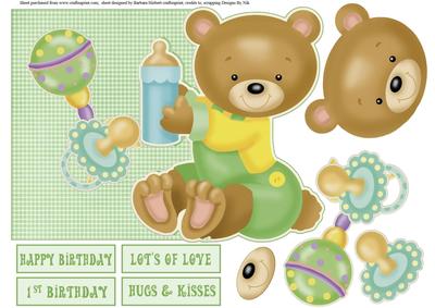 Baby Bear Over Edge Topper with Decoupage