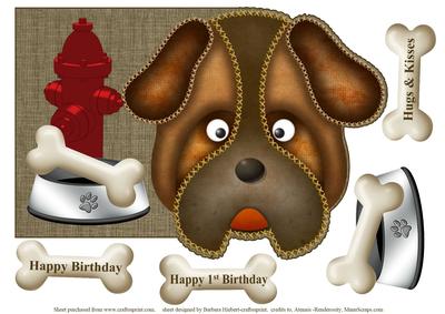 Puppy Over Edge Topper with Decoupage