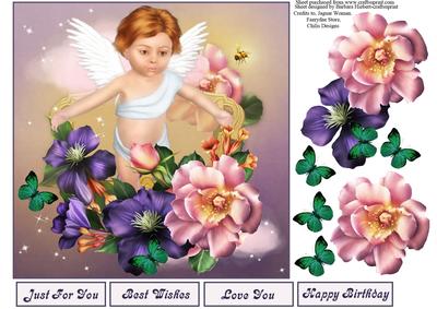 Angel Hug Topper with Decoupage