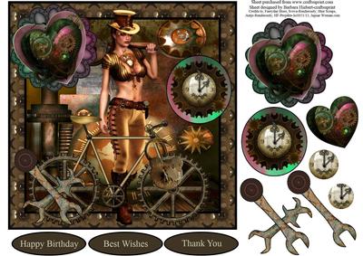 Lady Fix It Steampunk Topper with Decoupage
