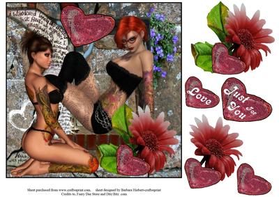 Inked Urban Girls Topper with Decoupage
