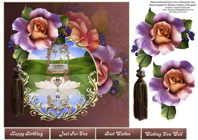 Swan Rose Lake Topper with Decoupage