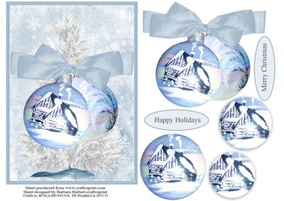 Log Cabin Tree Baubles Topper with Decoupage