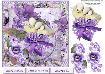 Violet Sweet Hearts Topper with Decoupage