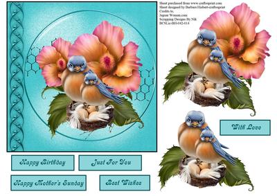 Blooming Flowers and Birds Topper with Decoupage