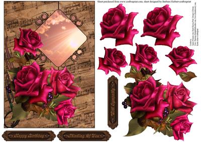 Musical Sun Shine Rose Topper with Decoupage