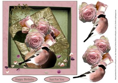 Framed Pink Roses Topper with Decoupage