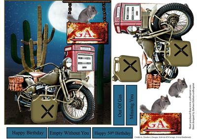 Lonesome Bike Card Topper with Decoupage