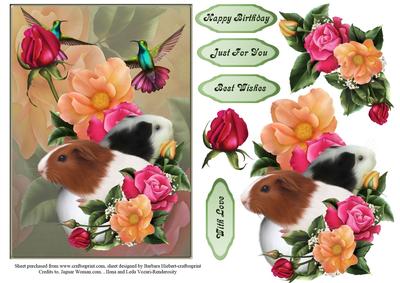 Flowers and Guinea Pigs Topper and Decoupage