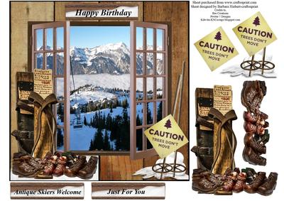 Ski Holiday Card Topper with Decoupage