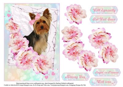 Yorkie Angel Card Topper with Decoupage