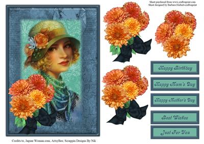 Mum Blossoms Vintage Lady Topper & Decoupage
