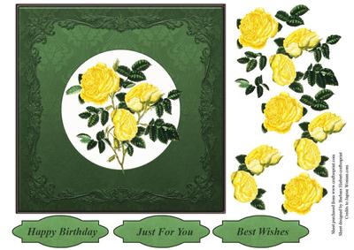 Vintage Yellow Roses Flower's Topper & Decoupage