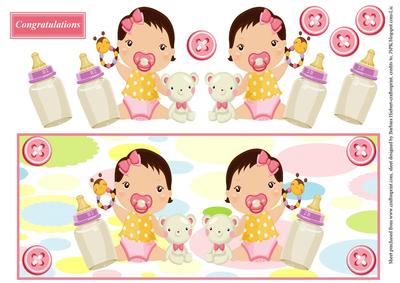Twin Girls Dl Topper with Decoupage