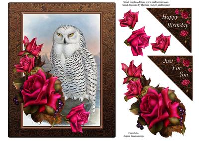 Owl and Roses Card Topper with Decouapge