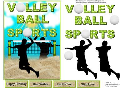 Volley Ball Sports 5 x 7 Topper & Decoupage