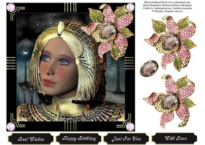 Pharoah Golden Jewel Topper with Decoupage