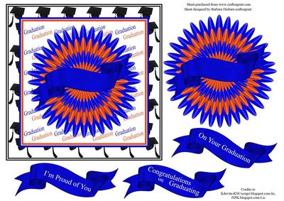 Graduation Rosettes Blue and Orange 1