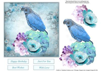 Parrot Flower Garden Topper with Decoupage