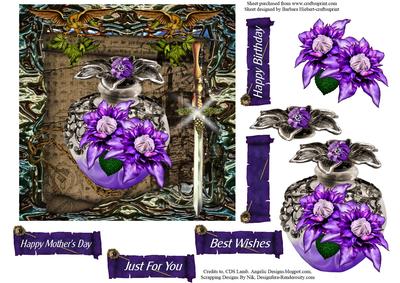 Dragon Flower Perfume Topper with Decoupage