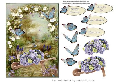 Butterfly Garden 5 x 7 Topper with Decoupage
