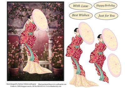 Oriental Lady Topper with Decoupage