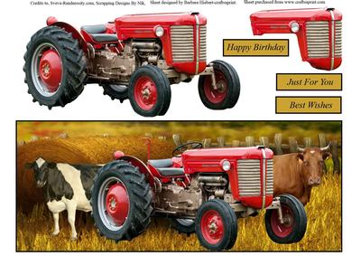Scenic Farm Tractor Long Topper and Decoupage