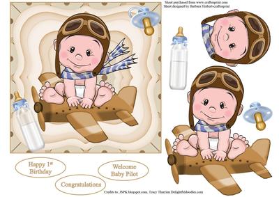 Baby Pilot Topper with Decoupage