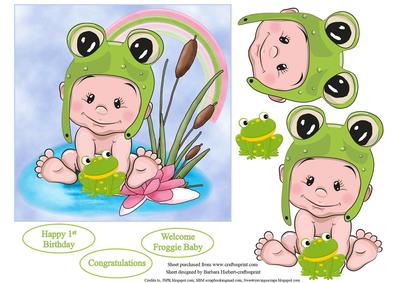 Froggie Baby Topper with Decoupage