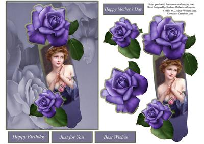 Vintage Lady Rose Tag Topper with Decoupage