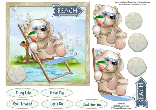 Beach Life Bear Topper with Decoupage